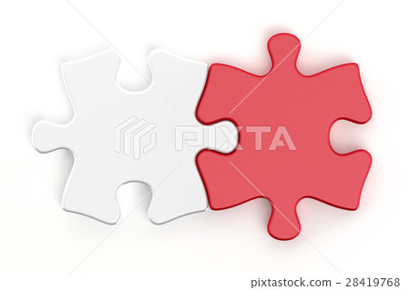 Red and white puzzle pieces Red and white puzzle pieces 28419768