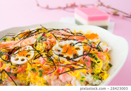 Doll Festival Peach's Festival Chirashi Sushi Goshoe Fumi Goshoe Sushi Rice Cake Festival Dish 28423003