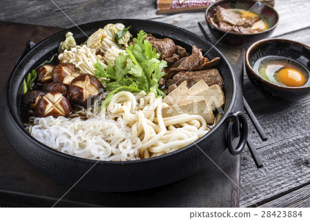 Sukiyaki in traditional Japanese Cast Iron Pot 28423884