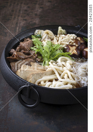 Sukiyaki in traditional Japanese Cast Iron Pot 28423885