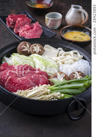 Sukiyaki in traditional Cast Iron Pot 28423893