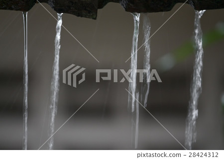 Motion drops of water rain from roof Motion drops of water rain from roof 28424312