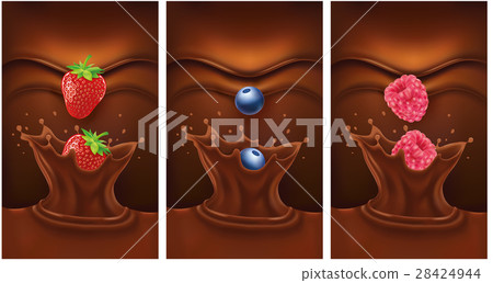 chocolate splash with strawberry, raspberry chocolate splash with strawberry, raspberry 28424944