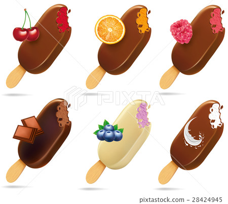 Lollipop Ice Cream popsicle in Chocolate Glaze Lollipop Ice Cream popsicle in Chocolate Glaze 28424945