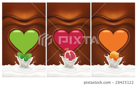 chococlate background with heart mint, pomegranate chococlate background with heart mint, pomegranate 28425122