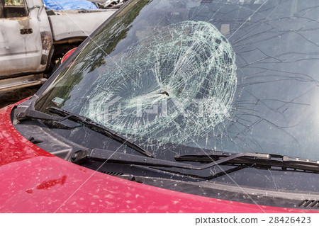 Front of car was demolished from the accident. Front of car was demolished from the accident. 28426423