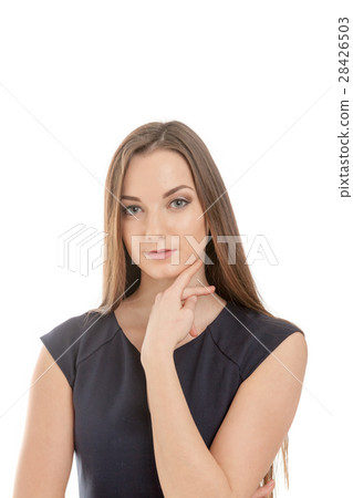 portrait of young woman on a white background 28426503