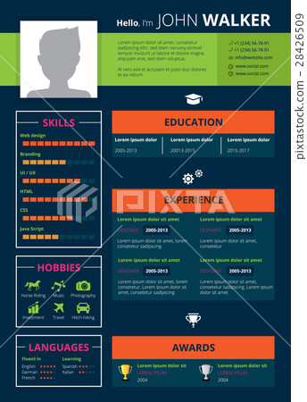 Resume Page Design Illustration 28426509
