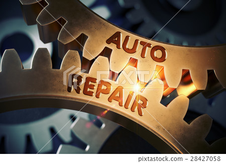 Golden Cog Gears with Auto Repair Concept. 3D 28427058
