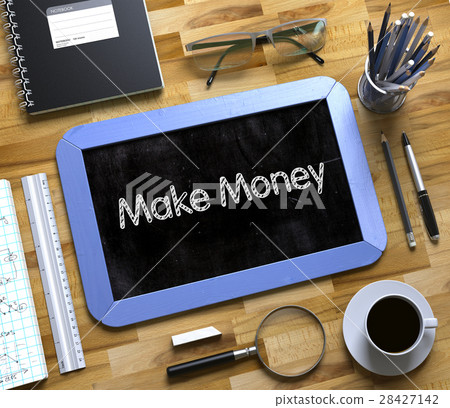 Make Money on Small Chalkboard. 3D. 28427142
