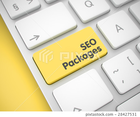 SEO Packages - Inscription on the Yellow Keyboard 28427531