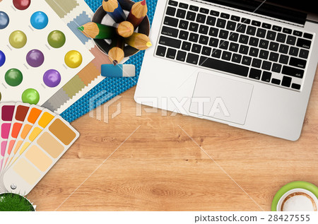 top view artist workspace top view artist workspace 28427555