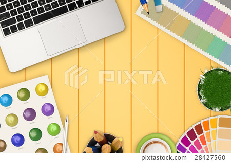top view artist workspace top view artist workspace 28427560