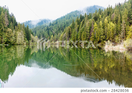 Wooden relaxing area on the sovata lake 28428036