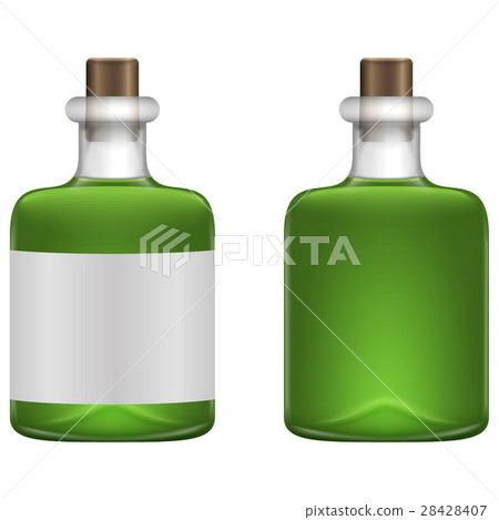 Green beverage in glass bottle Green beverage in glass bottle 28428407