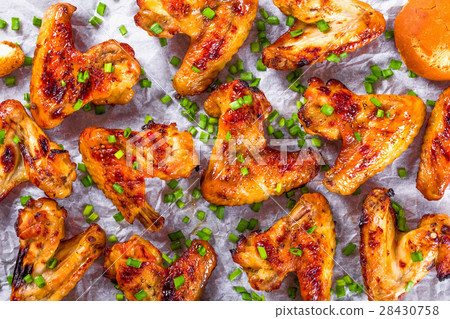 roasted chicken wings with spices, top view roasted chicken wings with spices, top view 28430758