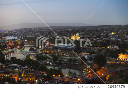 Night view to Old town of Tbilisi, Georgia Night view to Old town of Tbilisi, Georgia 28430879