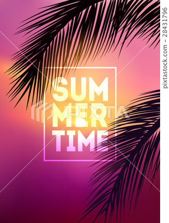 Summer tropical background with palms, sky and Summer tropical background with palms, sky and 28431796