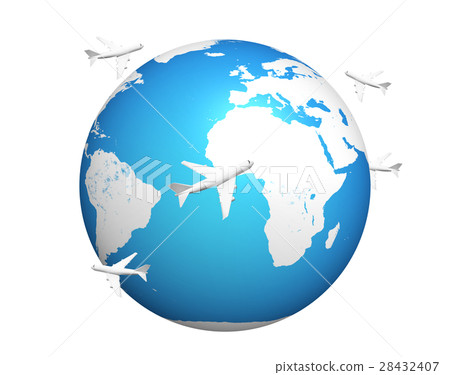 planet earth global flight planes 3d render 28432407