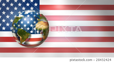 USA flag worldwide global planet 3d render 28432424