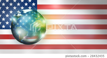 USA america 3d render globe and flag 28432435