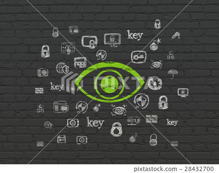 Security concept: Eye on wall background Security concept: Eye on wall background 28432700