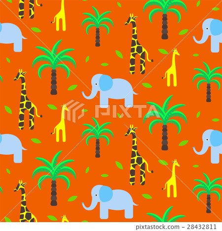 Savannah animals child cute seamless pattern Savannah animals child cute seamless pattern 28432811