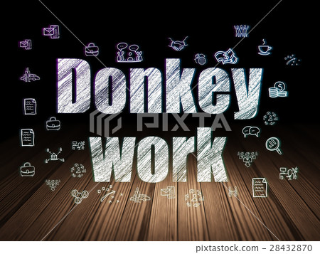 Finance concept: Donkey Work in grunge dark room 28432870
