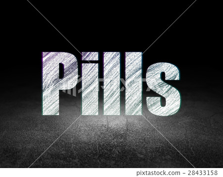 Medicine concept: Pills in grunge dark room 28433158