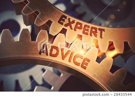 Expert Advice Concept. Golden Cogwheels. 3D 28433544