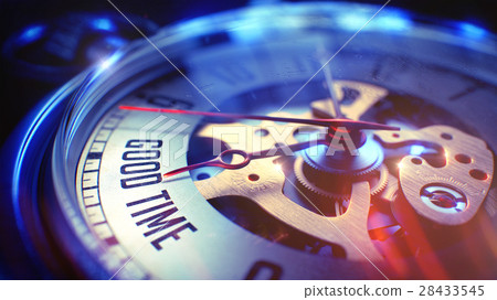 Good Time - Text on Vintage Pocket Watch. 3D 28433545