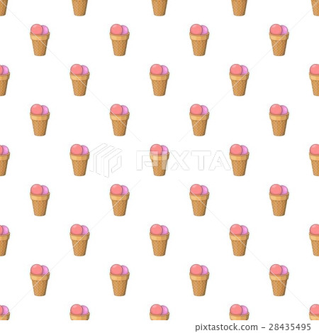 Pink ice cream in waffle cup pattern cartoon style 28435495