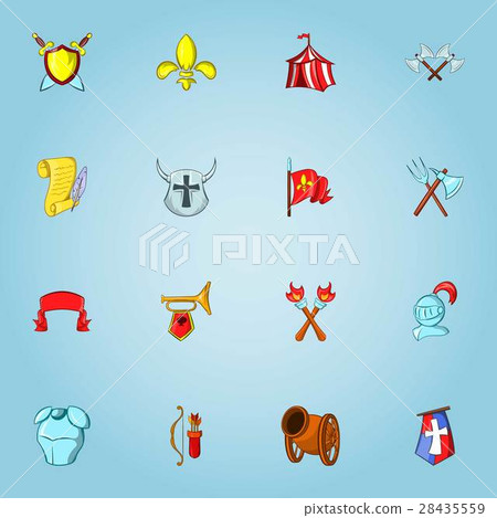 Medieval weapons icons set, cartoon style 28435559