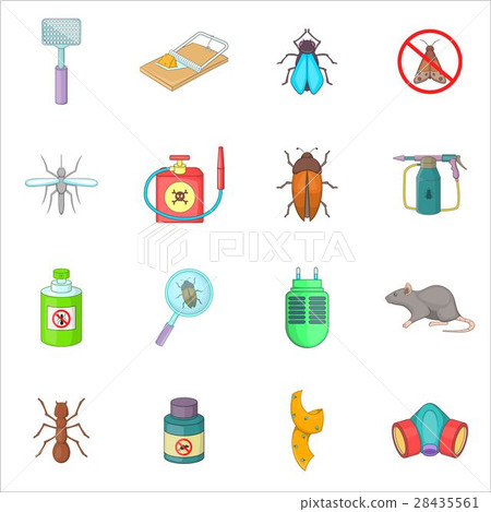 Exterminator icons set, cartoon style Exterminator icons set, cartoon style 28435561