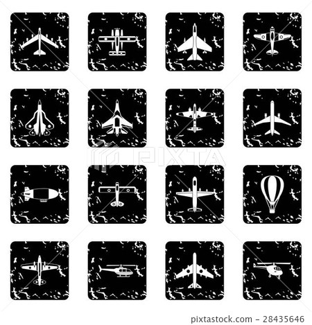 Air transport icons set, grunge style 28435646
