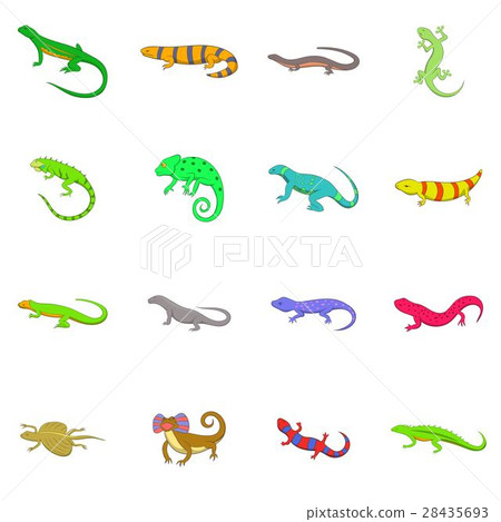 Lizard icons set, cartoon style 28435693