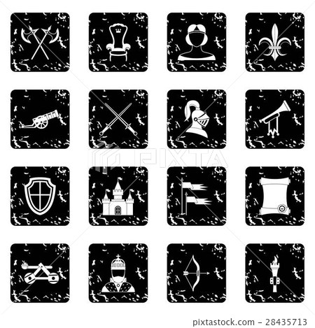 Medieval army icons set, grunge style Medieval army icons set, grunge style 28435713