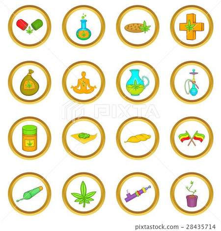 Medical marijuana vector set, cartoon style Medical marijuana vector set, cartoon style 28435714