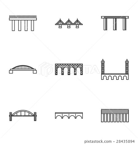 Types of bridges icons set, outline style 28435894