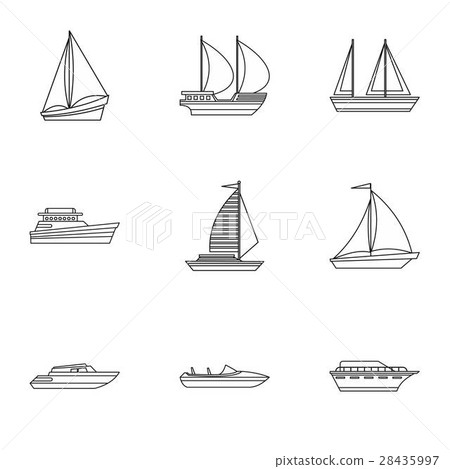 Ship icons set, outline style Ship icons set, outline style 28435997