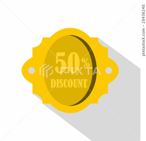 Golden sale label 50 percent off discount icon 28436248