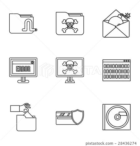 Ddos attack icons set, outline style Ddos attack icons set, outline style 28436274