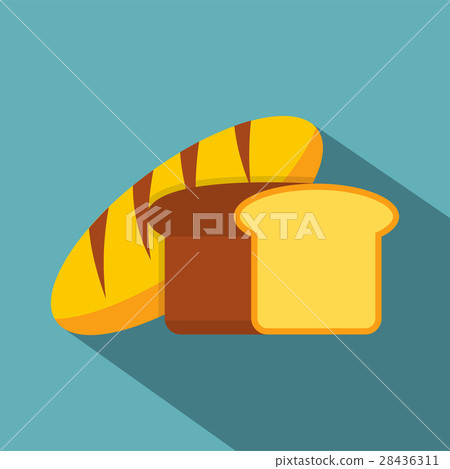 Fresh bread icon, flat style - Stock Illustration [28436311] - PIXTA