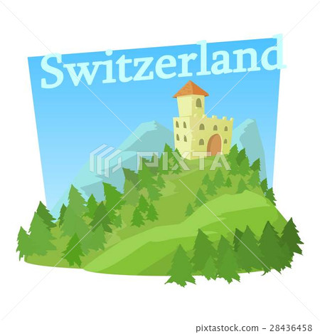 Switzerland castle icon, cartoon style Switzerland castle icon, cartoon style 28436458