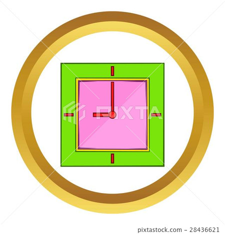 Wall clock with green rim vector icon Wall clock with green rim vector icon 28436621