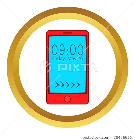 Smartphone with clock on display vector icon Smartphone with clock on display vector icon 28436636