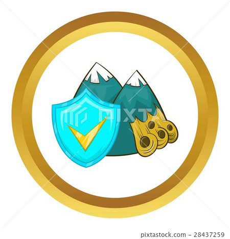 Landslide and blue shield with tick vector icon 28437259