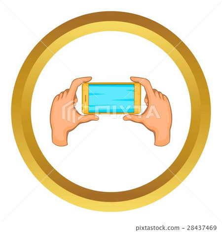 Hands holding cell phone vector icon 28437469
