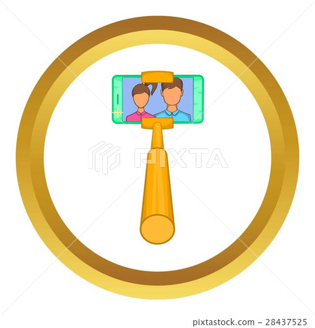 Smartphone photographs on selfie stick vector icon 28437525