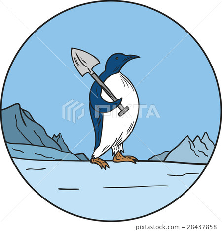 Emperor Penguin Shovel Antartica Circle Mono Line Emperor Penguin Shovel Antartica Circle Mono Line 28437858